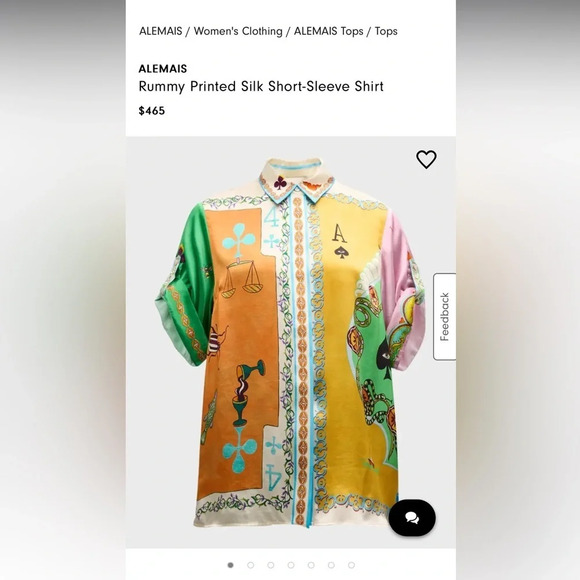 ALEMAIS neimann Marcus Rummy Printed Silk Short-Sleeve Shirt $465 retail - Picture 1 of 6